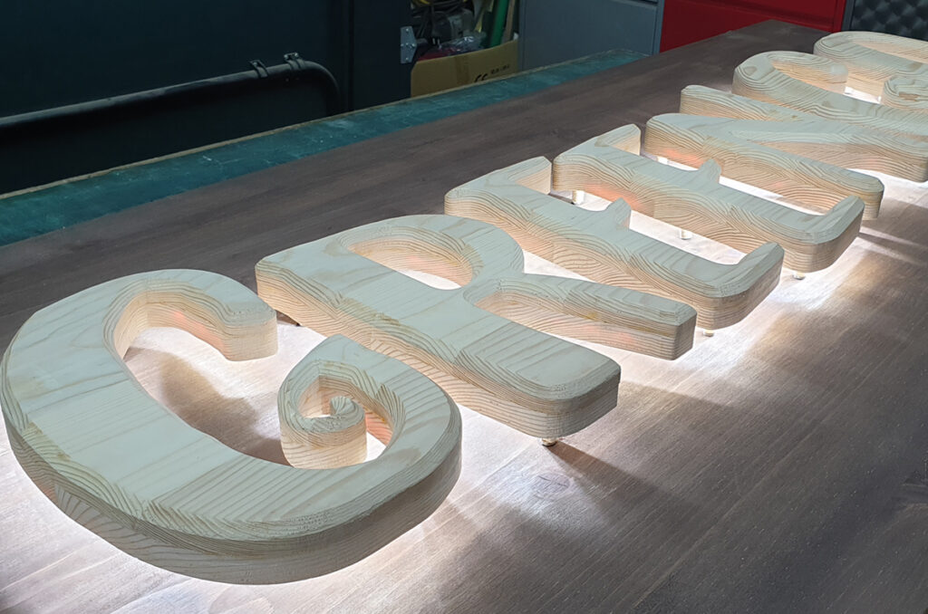 Wood signs and light signs